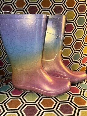 Girls Glitter Rainboots
